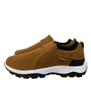 Zuodi Sport Mens Lightweight Slip-On Sneakers Brown Black Synthetic Durable 44